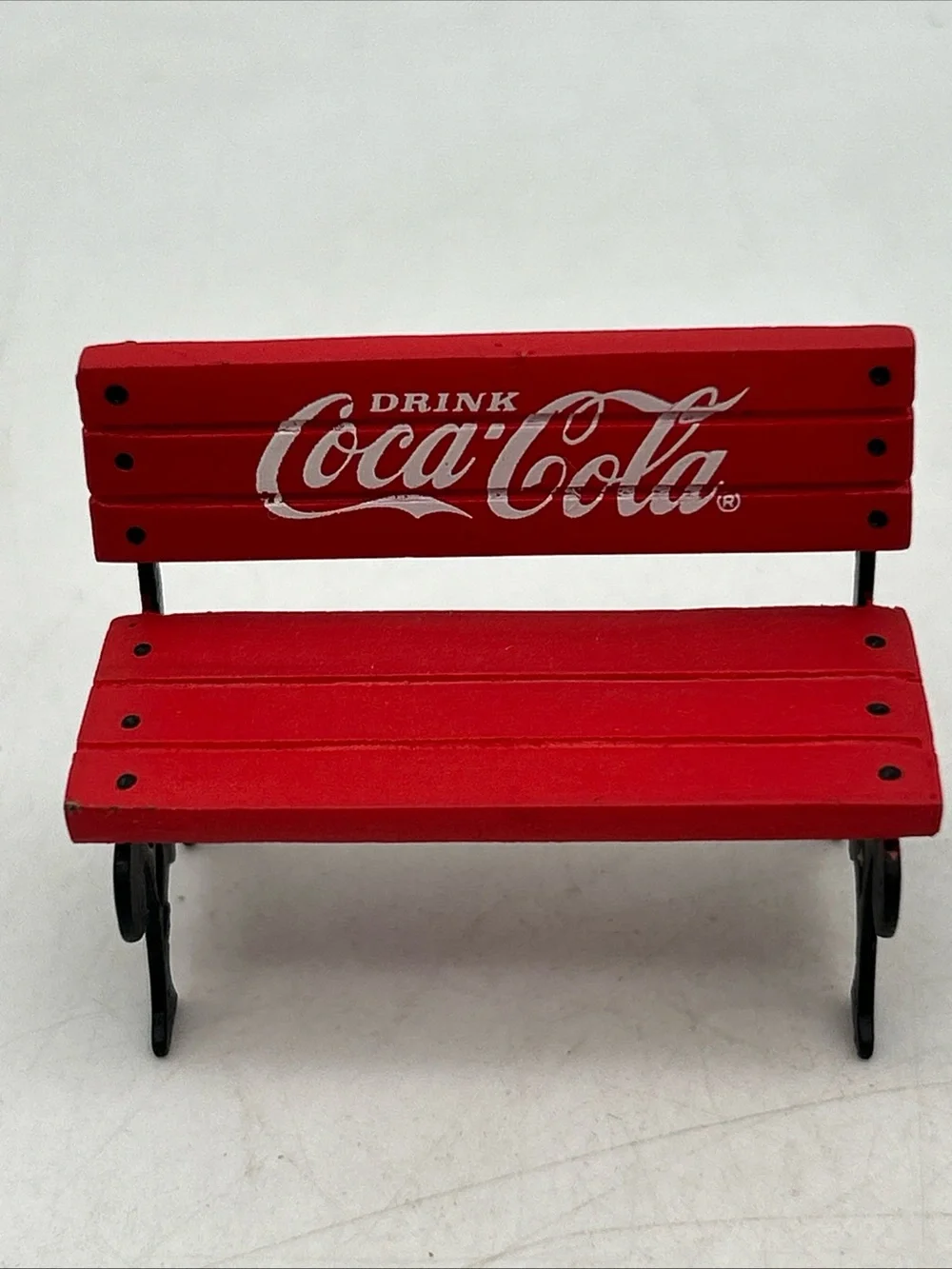 1993 Coca-Cola Town Square Accessories Vintage Park Bench 1-1/2x2” Snow Scene